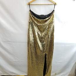 ELOQUII Women's Gold Sequin Gown With Slit Size 16