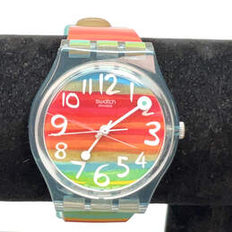 Designer Swatch Swiss Made Multicolor Strap Round Dial Analog Wristwatch