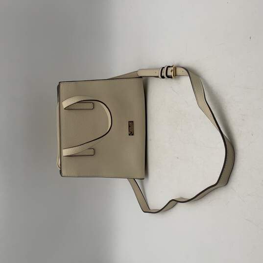 Carlos Womens Beige Leather Adjustable Strap Zipper Crossbody Bag Purse image number 1