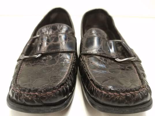 Stuart Weitzman Brown Embossed Leather Loafers Women's Size 5 image number 4