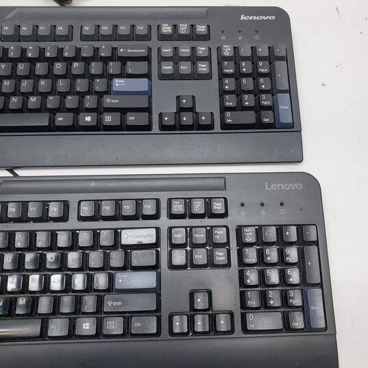 Lot of Two Lenovo USB PC Keyboards Model KB1021 & KU-0225 Untested image number 3