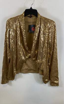 NWT G By Guess Womens Gold Long Sleeve Sequin Jacket Blazer Size X-Small