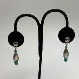Designer Brighton Silver-Tone Turquoise Beads Push Back Dangle Earrings