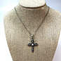 Designer Silpada 925 Sterling Silver Chain Pearl Cross Pendant Necklace image number 1