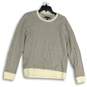 Womens White Black Striped Long Sleeve Crew Neck Pullover Sweater Size S image number 1
