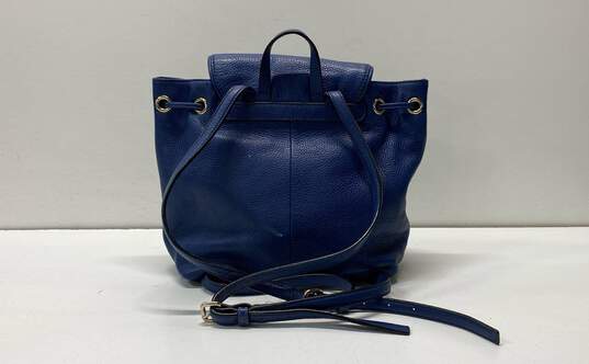 Kate Spade Blue Leather Drawstring Small Backpack Bag image number 2