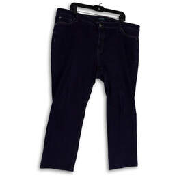 Womens Blue Dark Wash Demin Pockets Stretch Straight Leg Jeans Size 20W