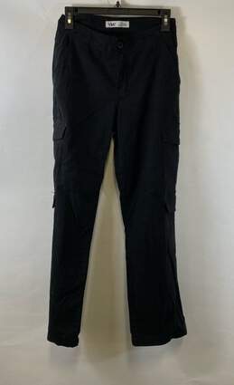 YMI Womens Black Pockets Flat Front High Rise Flared Leg Cargo Pants Size 1/25