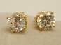 14K Yellow Gold Round CZ Stud Earrings 3.0g image number 1