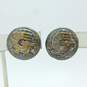 VNTG Coro Silver Tone Mayan Aztec-Inspired Clip-On Disc Earrings 18.2g image number 2