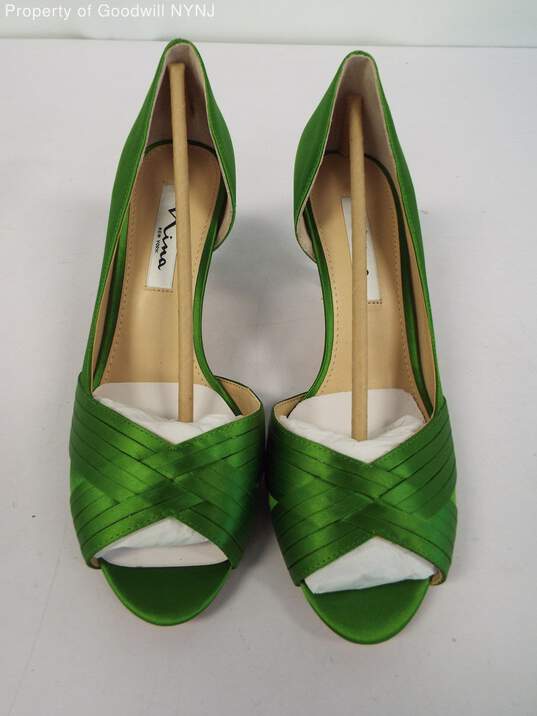 Nina Women's Open Toe Woven Heels Green Size 8.5M image number 1