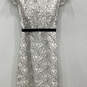 NWT Womens White Black Lace Short Sleeve V-Neck Back Zip Sheath Dress Sz 14 image number 1