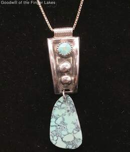 Sterling Silver + Turquoise Pendant Necklace - approx. 18" - 12.4g alternative image
