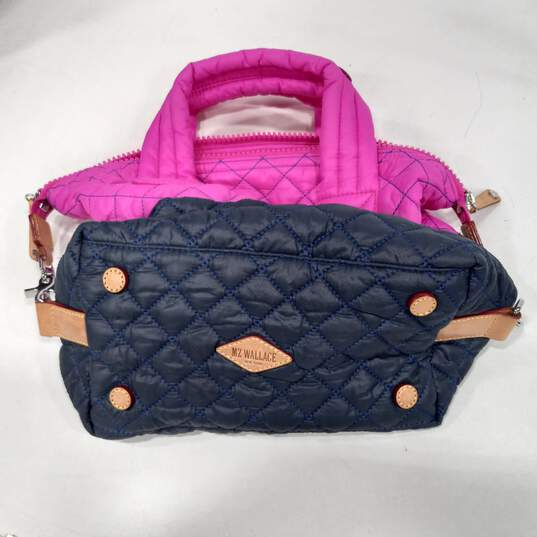MZ Wallace Pink & Black Quilted Tote Handbag image number 6