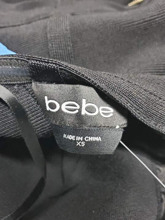 Bebe Black Sweetheart Bustier Strapless Bandage Bodycon Ruffle Dress Size XS image number 3