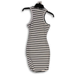 Womens Black White Striped Sleeveless Round Neck Bodycon Dress Size Small alternative image