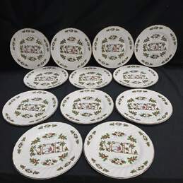 Set Of 12  Fine English Tableware -NOEL- Dinner Plates Made In England