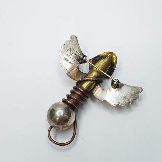 Thomas Mann - Design Sterling Silver Metal Bud Vase Heart Angel Brooch 13.6g image number 3