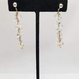 14K White Gold Crystal Dangle Post Earrings 5.6g alternative image