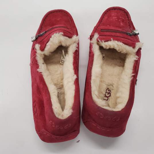 UGG Women's Ansley Charm Pink Suede Shearling Moccasin Slippers Size 9 image number 3