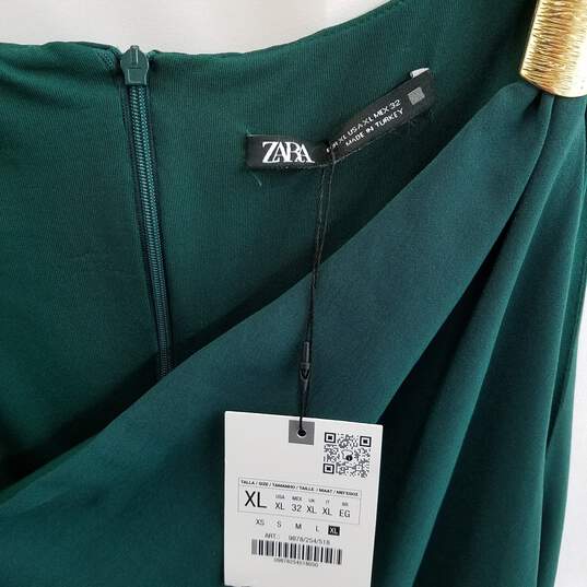 Zara Women's Green Polyester Long One Sleeve Dress Size XL image number 3