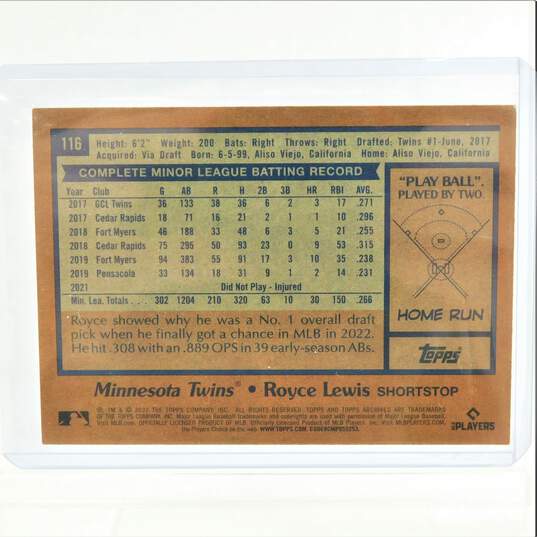 2022 Royce Lewis Topps Archives 1978 Design Rookie Minnesota Twins image number 3