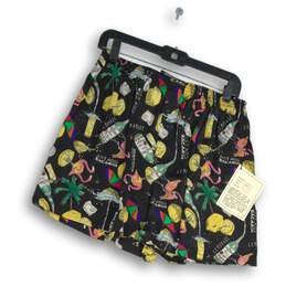 NWT Nicole Miller Womens Lingerie Shorts Black Multicolor Pleated Size L