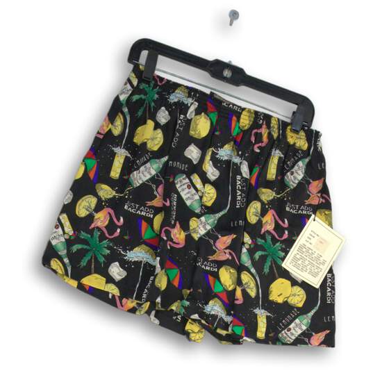 NWT Nicole Miller Womens Lingerie Shorts Black Multicolor Pleated Size L image number 1