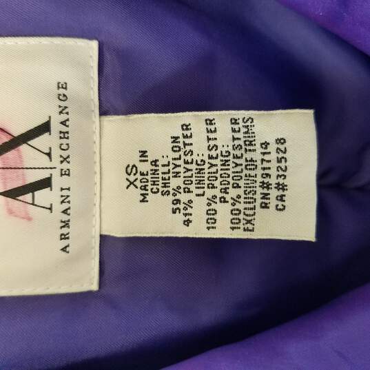 Buy the Armani Exchange Women Reflective Purple Zip Up Puffer Jacket XS |  GoodwillFinds