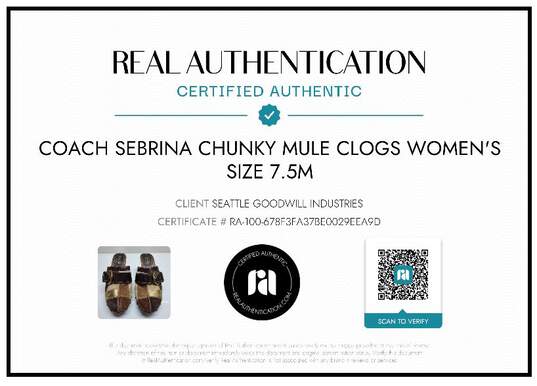 AUTHENTICATED WMN'S COACH 'SEBRINA' CHUNKY MULE CLOGS SIZE 7.5M image number 2