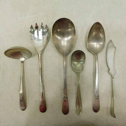 VNTG Silver Plate & Glass Lucite Serving Utensils Forks Spoons Knives Servers image number 3