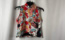 NWT 7th Avenue NY & CO Womens Multicolor Floral Cropped Blouse Top Size XS
