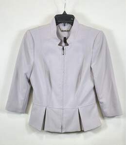 NWT White House Black Market Womens Purple Moto Flirty Zip Peplum Jacket Size 4