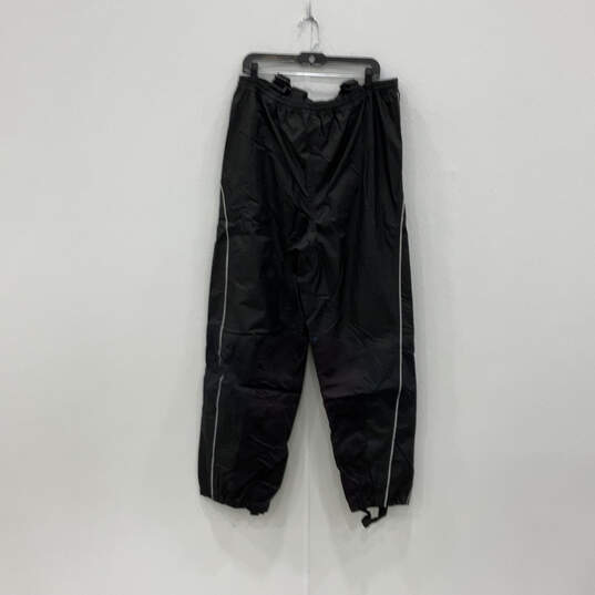 Mens Black Elastic Waist Overalls Tapered Leg Motorcycle Pants Size 2XL image number 2