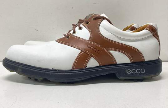 ECCO White Brown Leather Lace Up Golf Shoes Men's Size 43 image number 1