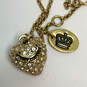 Designer Juicy Couture Gold-Tone Chain Rhinestone Heart Pendant Necklace image number 4