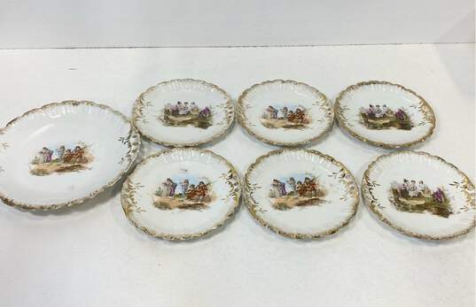 Rococo Decorative Plates/Dessert Plates with 20kt gold luster hand painted 1900s image number 2