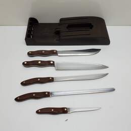 Vintage Cutco 5 Piece Knife Set With Wall Mount