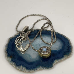 Designer Brighton Two-Tone Blue Crystal Stone Reversible Pendant Necklace