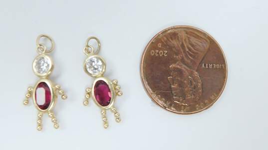 14K Yellow Gold CZ Birthstone Boy & Girl Charms 2.8g image number 2