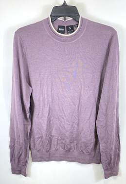 Hugo Boss Mens Purple Wool Performance Long Sleeve Pullover Sweater Size Small