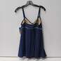 LE Cove Navy Blue White Polka Dot On Piece Swim Dress Swimsuit Size 12 NWT image number 2