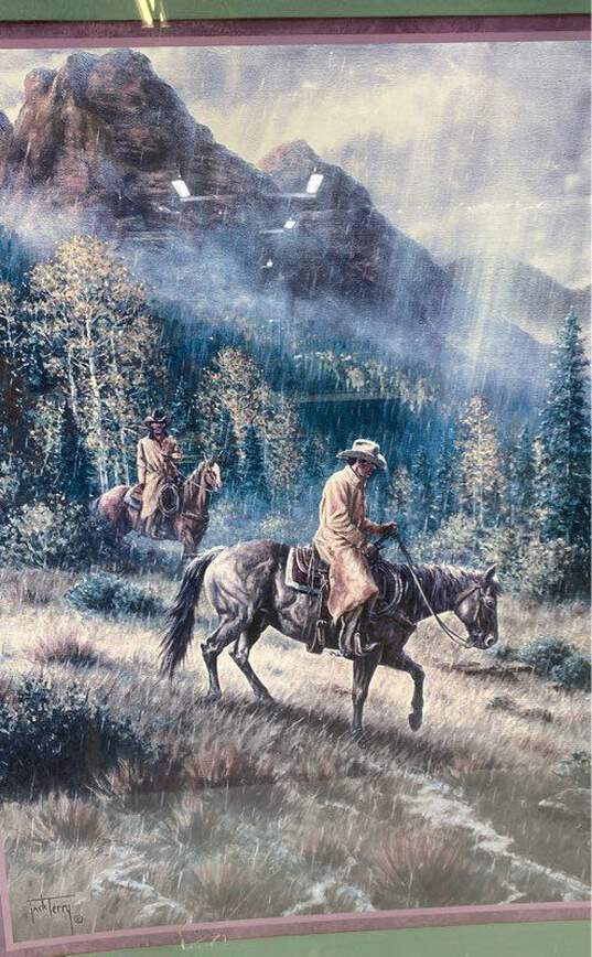 Cowboys in the Rain Print by Jack Terry 2004 Matted & Framed image number 5