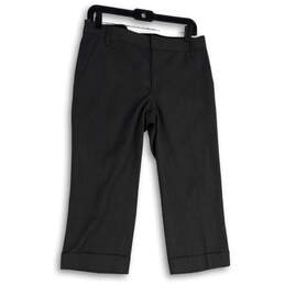 Womens Gray Flat Front Slash Pocket Straight Leg Dress Pants Size 6