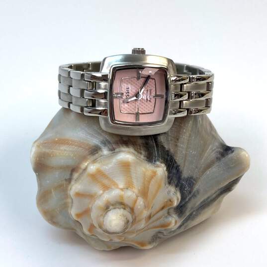 Designer Fossil ES-2283 Silver-Tone Square Analog Quartz Wristwatch image number 2