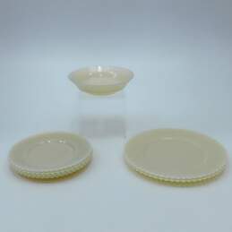 Vintage MacBeth Evans Petalware Monax Opalescent White Plates & Cereal Bowl