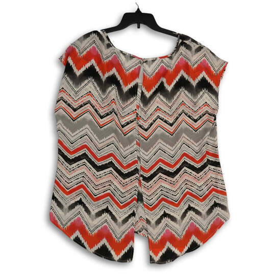 NWT Womens Multicolor Chevron Round Neck Cap Sleeve Blouse Top Size 2 image number 2