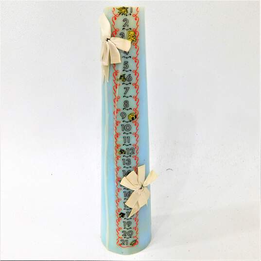 VTG 1950s Penn Wax Works Happy Birthday Blue Candle 1-21 From Cradle To College IOB image number 1