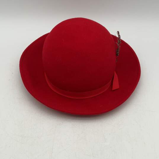 Fabini New York Bollman Womens Red Wool Wide Round Brim Bucket Hat image number 1