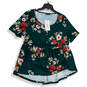 NWT Womens Multicolor Floral Round Neck Front Button Blouse Top Size 14-16 image number 1